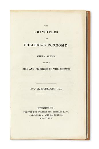 ECONOMICS  McCULLOCH, JOHN RAMSAY. The Principles of Political Economy.  1825